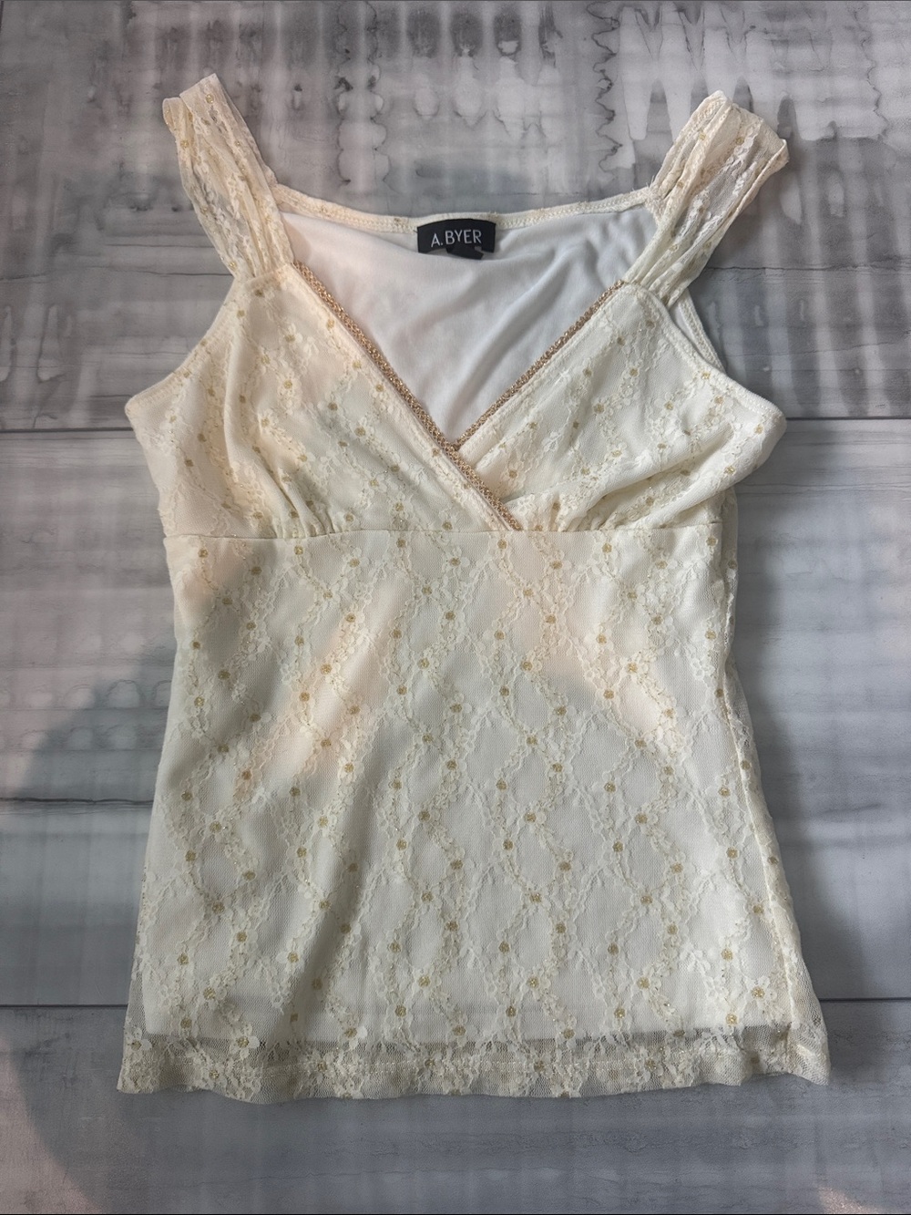 A. Byer Cream Lace Surplice Camisole